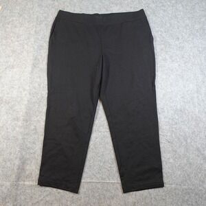 J Jill Pants Womens Large Affinity French Terry Slim Crop Black Pull On